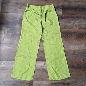 New Man(French Designer)Lime Green Linen Chino Size 40=USA 8/10 Style#E504841